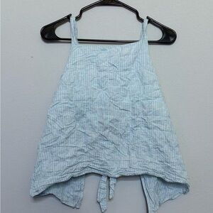 Linda Farrow Women's Blue White Striped Open Back Tie Crop Tank Top Sz S EUC